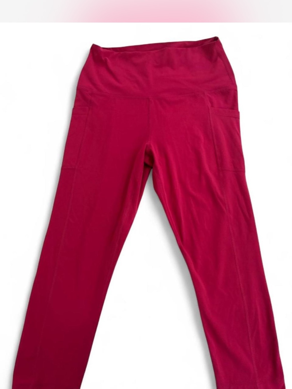 Women’s Stretch Leggings with Side Pockets - Raspberry Pink short ankle capri